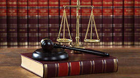Law Books, Scales, and Gavel
